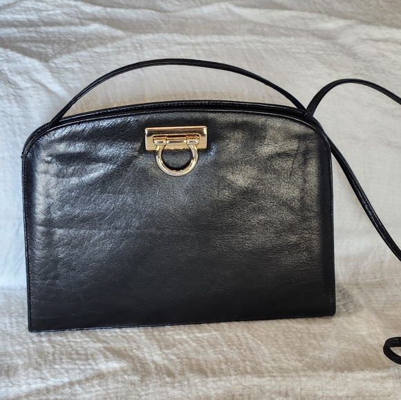 High Fashion Made in Italy Black Leather Bag Purse Crossbody Vintage Classic - Picture 2 of 15